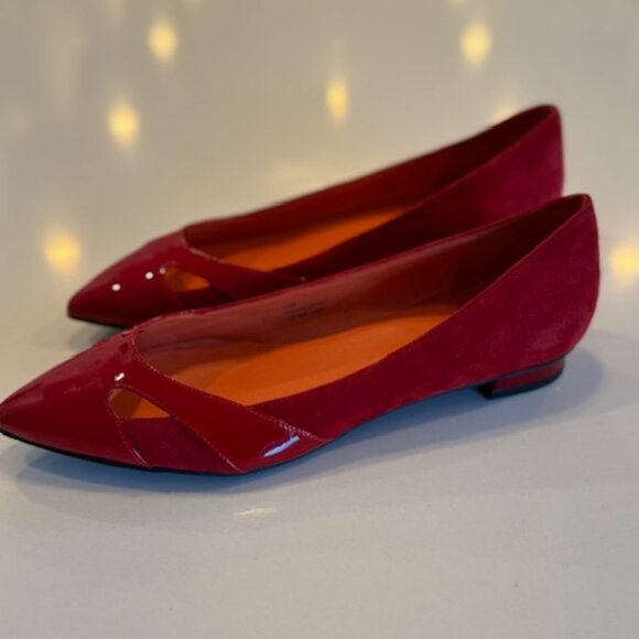 Via Spiga Patent & Suede Leather Flats - Red!!!  Size 7.5 - Picture 1 of 5